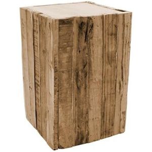 Spetebo Design houten kruk vierkant - 30x20 cm - bloemenkruk bijzettafel houten blok kruk bloemenstandaard