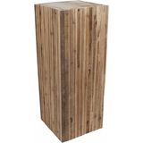 Spetebo Design houten kruk vierkant - 60 x 23 cm - bloemenkruk bijzettafel houten blok kruk bloemenstandaard