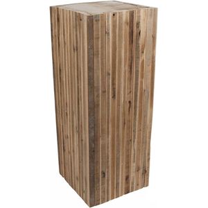 Spetebo Design houten kruk vierkant - 60 x 23 cm - bloemenkruk bijzettafel houten blok kruk bloemenstandaard