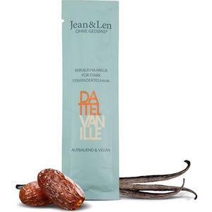 Jean & Len Rebuild Haarkuur, dadel en vanille, voor sterk beschadigd haar, verzorgt het haar intensief, voor soepel haar, met vanillegeur, haarkuur zonder siliconen en parabenen, vegan, 20 ml