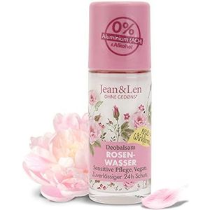 Jean & Len Deobalsem rozenwater, geeft op natuurlijke wijze tot 24 uur bescherming tegen deodorant, gevoelige verzorging, ook ideaal na het scheren, deodorant zonder aluminiumzouten en alcohol,