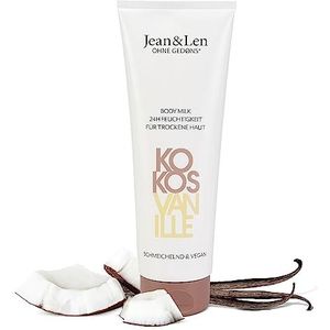 Jean & Len Body Milk shea & supreme hydratatie, voor de droge huid, hydrateert de huid 48 uur lang, met vitamine E, ruikt naar kokosnoot, zonder parabenen & siliconen, veganistisch, 250 ml
