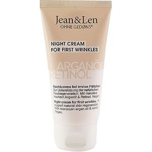 Jean & Len Nachtcrème, arganolie & retinol, voor eerste rimpels, ondersteunt huidregeneratie, vermindert spanning, zonder parabenen & siliconen, vegan, 50 ml.