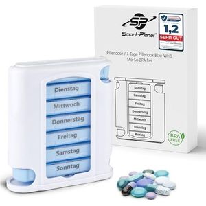 Smart-Planet Tablettenbox - pillendoos 7 dagen 4 vakken - seniorenvriendelijke pillendoos - 1 week organizer - medicijndoos voor onderweg - 's morgens 's middags 's avonds