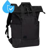 RIVACASE Rolltop rugzak voor laptops tot 15,6 inch - dagrugzak - unisex - waterdichte rugzak voor sport, reizen en werk / 5321, zwart, 15,6