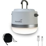 Skandika Campinglamp Tarfala – Tentlampen – Campinglampen – Kampeerlamp – Tentlamp oplaadbaar, traploos dimbaar, ophanghaak, USB aansluiting – 3600 mAh powerbank – Warm wit, koel wit, 110 h batterij – Tentlamp Buiten – Energieklasse A ++ - wit