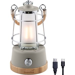 Skandika Kiruna LED-Lamp – Tentlampen – Campinglampen – Buiten Lantaarn – Buitenverlichting – Buiten lamp - Retro outdoor camping lamp met powerbank, traploos dimbaar, draadloos, oplaadbare batterij, USB, warm en koud wit, 75h lichtduur – beige