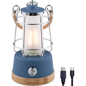 Skandika Kiruna LED-Lamp – Tentlampen – Campinglampen – Buiten Lantaarn – Buitenverlichting – Buiten lamp - Retro outdoor camping lamp met powerbank, traploos dimbaar, draadloos, oplaadbare batterij, USB, warm en koud wit, 75h lichtduur – blauw