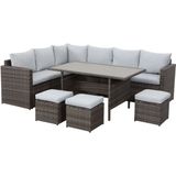 Lounge Set Polyrattan Gartenmöbel 7-teile für 6-9 Personen Garten & Balkon (grau & hellgrau)