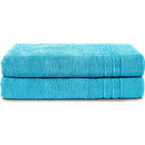 Komfortec Set van 2 Handdoeken 80x200 cm - 100% Katoen - XXL Saunahanddoeken - Badlaken - Strandlaken - Badhanddoek- Douchelaken - Zacht - Hoge Absorptie - Sneldrogend - Turquoise.