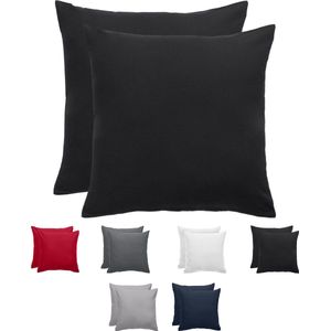Komfortec Set van 2 Premium Kussenslopen 40x40 cm - Superzachte Kussenhoes – 100% - Geborsteld Mikrovezel 90g/m² - Zwart