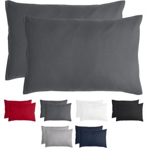 Komfortec - Set van 2 Premium Kussenslopen - Antraciet - 40x60 cm - 100% Geborsteld Polyester