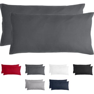 Komfortec Set van 2 Premium Kussenslopen Superzachte Kussenhoes – 100% Geborsteld Polyester 90g/m² Antraciet