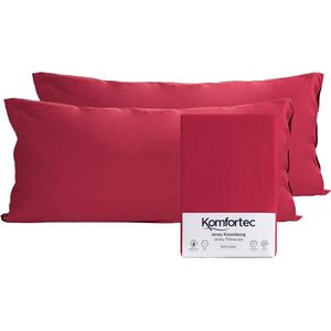 Komfortec Set van 2 Premium Jersey Kussenslopen 40x80 cm - Superzachte Kussenhoes – 100% Katoen – 150 g/m² - Rood