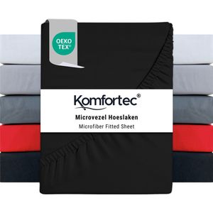 Komfortec Hoeslaken 140x200 cm - 30cm Matrashoogte - Rondom Elastiek - Zwart