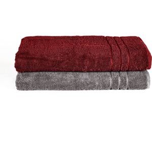 Komfortec Set van 2 saunadoeken, 70x200 cm, 100% katoen, saunahanddoeken, zachte handdoek, grote badstof, sneldrogend, antraciet, Aurora grijs