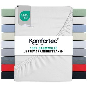 Komfortec Jersey Stretch Hoeslaken 90x200 cm - Fitted Sheet - Rondom Elastiek - 100% Katoen - Wit