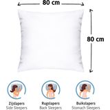 Komfortec Hoofdkussen 80x80 cm (2 stuks set), Hotelkwaliteit Slaapkussen, Hoofdkussen Slaapkamer, Wasbaar, Ergonomisch (Wit)