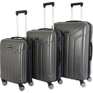 Komfortec Harde Kofferset – 3delig M-L-XL – Dubbele Wielen – Hardcase Trolleykoffer Reiskoffer Set – ABS materiaal – Antraciet