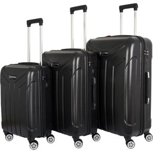 Komfortec Harde Kofferset – 3delig M-L-XL – Dubbele Wielen – Hardcase Trolleykoffer Reiskoffer Set – ABS materiaal – Zwart