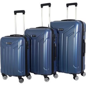 Komfortec Harde Kofferset – 3delig M-L-XL – Dubbele Wielen – Hardcase Trolleykoffer Reiskoffer Set – ABS materiaal – Blauw