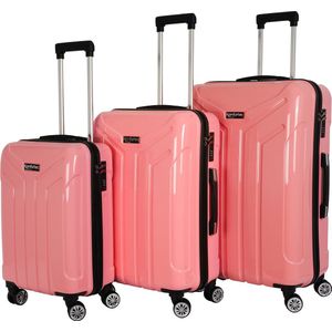 Komfortec Harde Kofferset – 3delig M-L-XL – Dubbele Wielen – Hardcase Trolleykoffer Reiskoffer Set – ABS materiaal – Roze