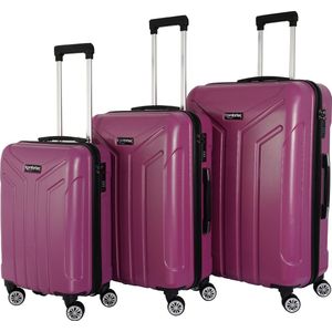 Komfortec Harde Kofferset – 3delig M-L-XL – Dubbele Wielen – Hardcase Trolleykoffer Reiskoffer Set – ABS materiaal – Violet