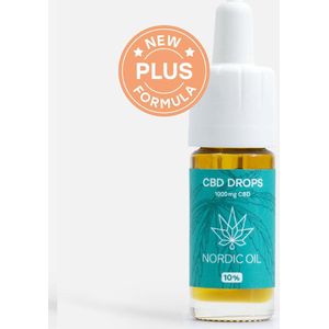 Nordic Oil© - CBD Olie 10% Plus - 10ml - Full Spectrum - 1000mg CBD, CBDa, CBG, CBN - 250 Druppels - Vegan - MCT Olie - CO2 Extractie