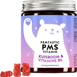 Femtastic PMS Vitamin – met 30mg Monnikspeper per dosis, Vitamine B6, Citroenmelisse-extract, Dong Quai-extract – 60 stuks (1 maand) – Vegan – Bears with Benefits