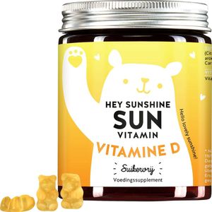 Hey Sunshine Sun Vitamine-D3 Gummies – Zonvitamine met 1000 IE vitamine D3 per stuk – 60 stuks (2 maanden voorraad), Suikervrij, Vegetarisch, Bears with Benefits