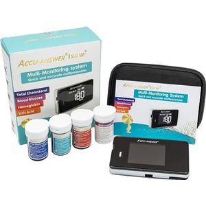 Accu Answer isaw Multi-Monitoring Apparaatsysteem voor Cholesterol - Blood Glucose Level - Hemoglobine - Urisch zuur