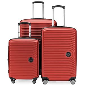 HAUPSTSTADTKOFFER Mitte - set van 3 koffers - handbagage koffer 55 cm, middelgrote koffer 68 cm + grote reiskoffer 77 cm, harde schaal ABS, TSA, Rood