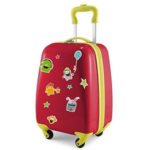 Hauptstadtkoffer - Kinderbagage, kinderkoffer, hardshell-koffer, boordbagage voor kinderen, ABS/PC,, rood + sticker monster, kinderbagage