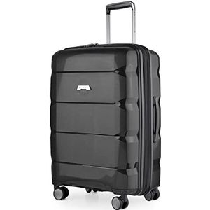 Hauptstadtkoffer - Britz - hardshell koffer met laptopvak, koffer, trolley, rolkoffer, reiskoffer, uitbreidbaar, TSA, 4 wielen, zwart, 66 cm, Koffer