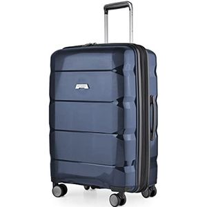 HAUPTSTADTKOFFER - Britz - Harde koffer met laptopvak - TSA uitbreidbare trolley - 4 wielen, Donkerblauw, Koffer