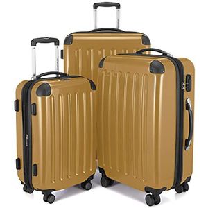 HAUPTSTADTKOFFER Alex - hardshell koffer trolley rolkoffer reiskoffer, 4 dubbele wielen, uitbreiding, Herfstgoud, Koffer-Set, Kofferset