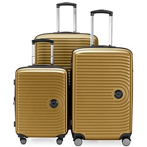 HAUPSTSTADTKOFFER Mitte - set van 3 koffers - handbagage koffer 55 cm, middelgrote koffer 68 cm + grote reiskoffer 77 cm, harde schaal ABS, TSA, Herfst goud