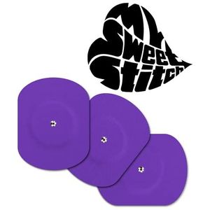 MySweetStitch | Pleister voor de Freestyle Libre 1 & 2 Sensor met VENTILATIEGAT | Waterdicht, ademend en huidvriendelijk - Oval (25 stuk) | Buiten Ø 70x55mm, binnen Ø 6mm | Paars