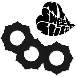 MySweetStitch | Pleister voor de Freestyle Libre 1 & 2 Sensor | waterdicht, ademend en huidvriendelijk - Mandala (25 stuk) | Made in Germany | Buiten Ø 70mm, binnen Ø 28mm | Zwart