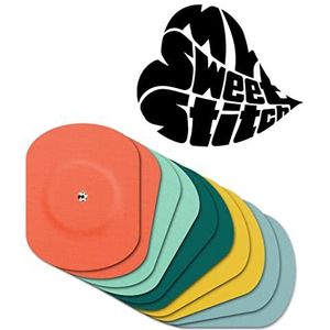 MySweetStitch | Pleister voor de Freestyle Libre 1 & 2 Sensor met VENTILATIEGAT | Waterdicht, ademend en huidvriendelijk - Oval (10 stuk) | Buiten Ø 70x55mm, binnen Ø 6mm | Pastel