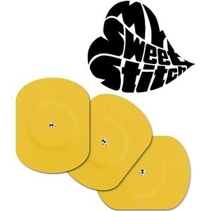 MySweetStitch | Pleister voor de Freestyle Libre 1 & 2 Sensor met VENTILATIEGAT | Waterdicht, ademend en huidvriendelijk - Oval (25 stuk) | Buiten Ã˜ 70x55mm, binnen Ã˜ 6mm | Geel