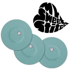 MySweetStitch | Pleister voor de Freestyle Libre 3 Sensor met VENTILATIEGAT | Waterdicht, ademend en huidvriendelijk Rond (10 stuks) | Made in Germany | Buiten Ø 65mm, binnen Ø 6mm | Ijsblauw