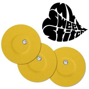 MySweetStitch | Pleister voor de Freestyle Libre 3 Sensor met VENTILATIEGAT | Waterdicht, ademend en huidvriendelijk Rond (25 stuks) | Made in Germany | Buiten Ø 65mm, binnen Ø 6mm | Geel