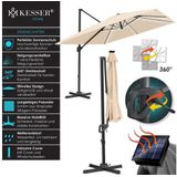 KESSER® Sonnenschirm Ampelschirm SUN XL 300 x 300 cm Inkl. Abdeckung +Windsicherung Drehbar Neigbar Kippbar Marktschirm Groß 360° Rotation, Gartenschirm mit Kurbel Sonnenschutz UV50+