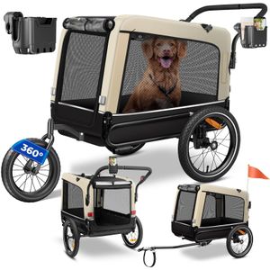KESSER® Hondenfietskar tot 40 kg 3in1 Hondenbuggy - Fietskar Hond Jogger - Beige