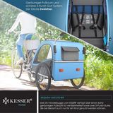 KESSER® Kinderfietskar Sport-RX 2-in-1, fietsaanhanger voor 1 tot 2 kinderen, max. 40 kg | 5-punts-veiligheidsgordel, 360 graden draaibaar voorwiel, jogger, Blauw