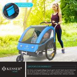 KESSER® Kinderfietskar Sport-RX 2-in-1, fietsaanhanger voor 1 tot 2 kinderen, max. 40 kg | 5-punts-veiligheidsgordel, 360 graden draaibaar voorwiel, jogger, Blauw