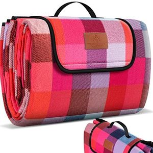 KESSER® Picknickkleed Waterdicht 200x200 cm - Picknickdeken Geïsoleerd Buitenkleed voor 4-6 Personen Wasbaar - Rood / Turkoois