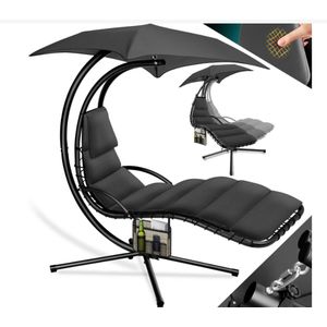 KESSER® zwevende ligstoel met parasol, hangligstoel, zonneligstoel H200, L194, B100