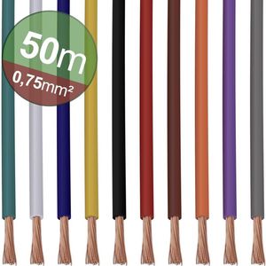 Quadrios 22CW005 Assortiment draden 1 x 0.75 mm² Wit, Blauw, Bruin, Oranje, Groen, Geel, Grijs, Violet, Zwart, Rood 1 s